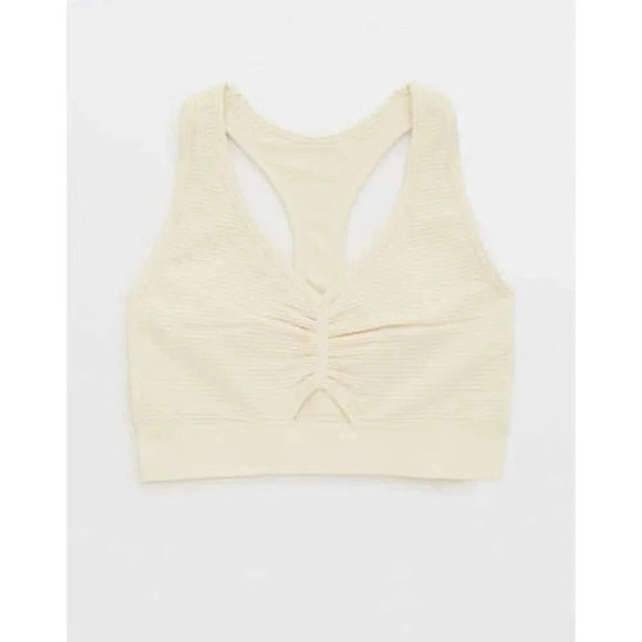 OFFLINE By Aerie Ribbed Ivory Sports Bra Size XXS New - Picture 5 of 5